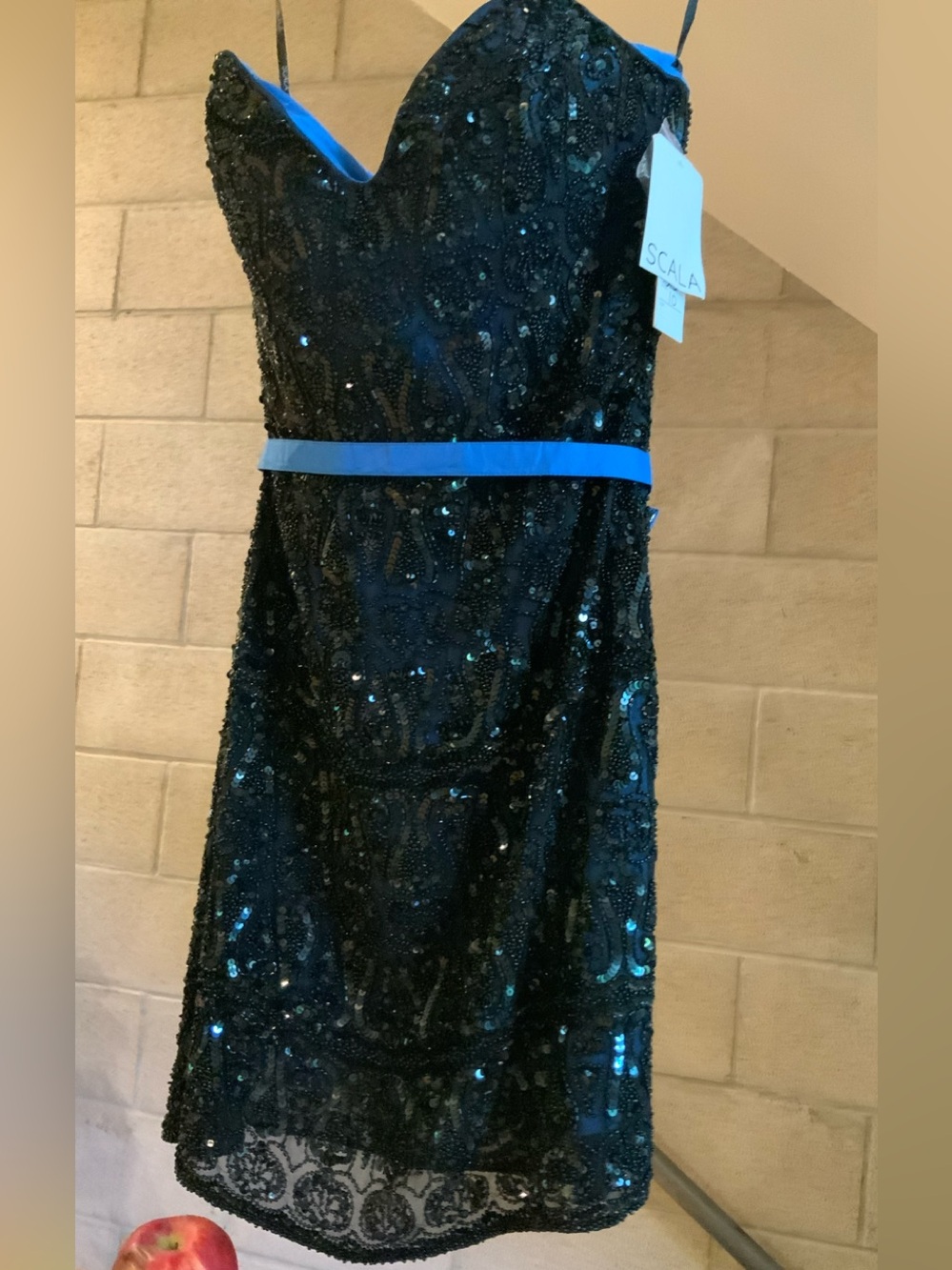Scala Vintage Dress Black Beaded Sz M New With Tags
